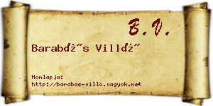 Barabás Villő névjegykártya